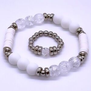 NWT Wool + Pepper Co. White Bracelet & Ring Set